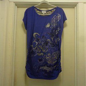 WIMSY FAIRYCORE BUTTERFLYS PURPLE BLING DRESS OR BLOUSE M